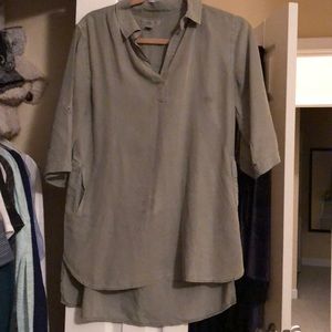 Green loose fit colored 3/4 sleeve t shirt